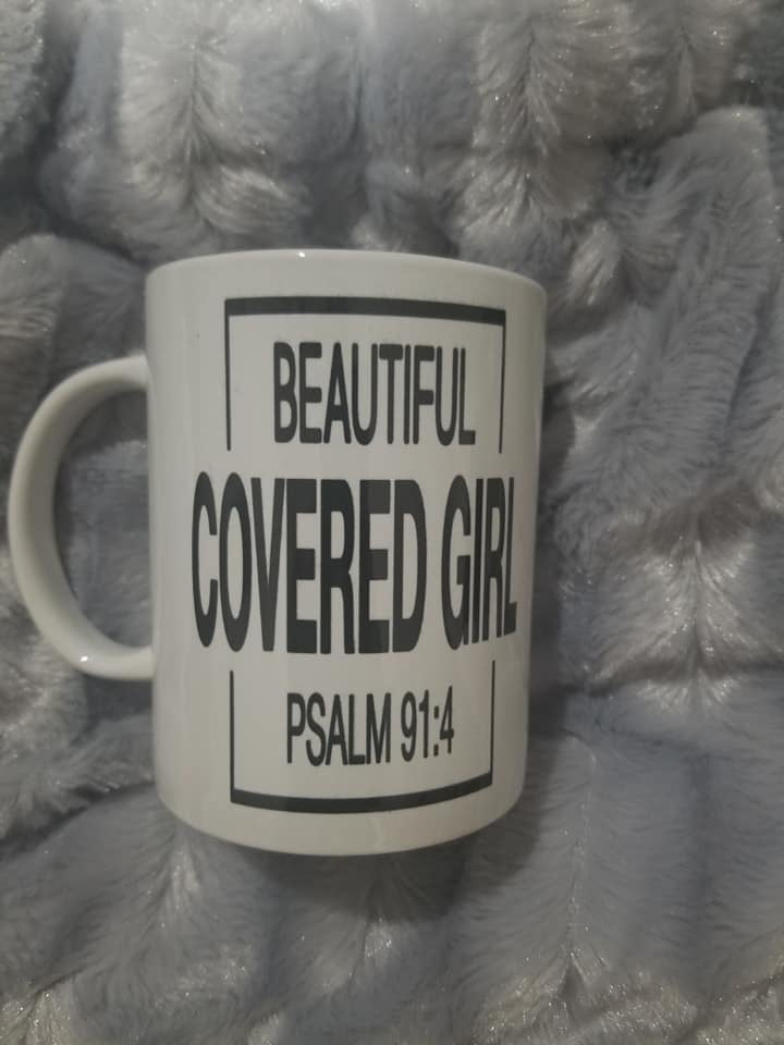 Beautiful Covered Girl Psalms 91:4 Mug