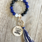 Blue Black and White Wristlet