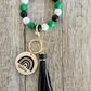 Green Black and White Wristlet