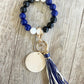 Blue Black and White Wristlet