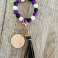 Purple Black and White Wristlet