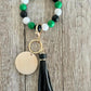Green Black and White Wristlet